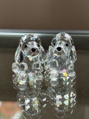 Swarovski Crystal Poodle Dogs Set of 2 Retired Vintage Figurines